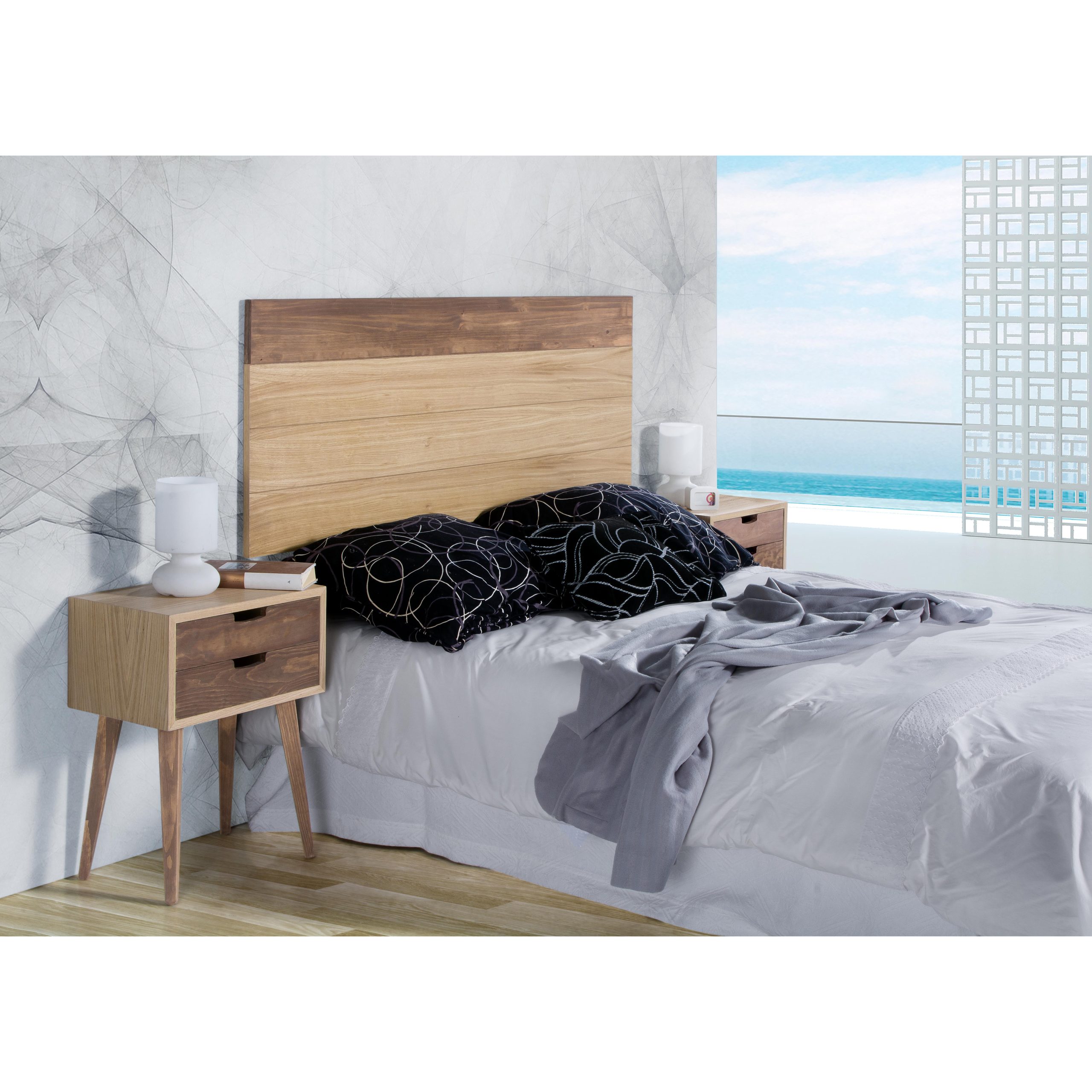 TABLE DE NUIT HADA CHENE 2/TIROIRS CHENE 45 X 30 X 59 COULEUR NOYER – Image 3