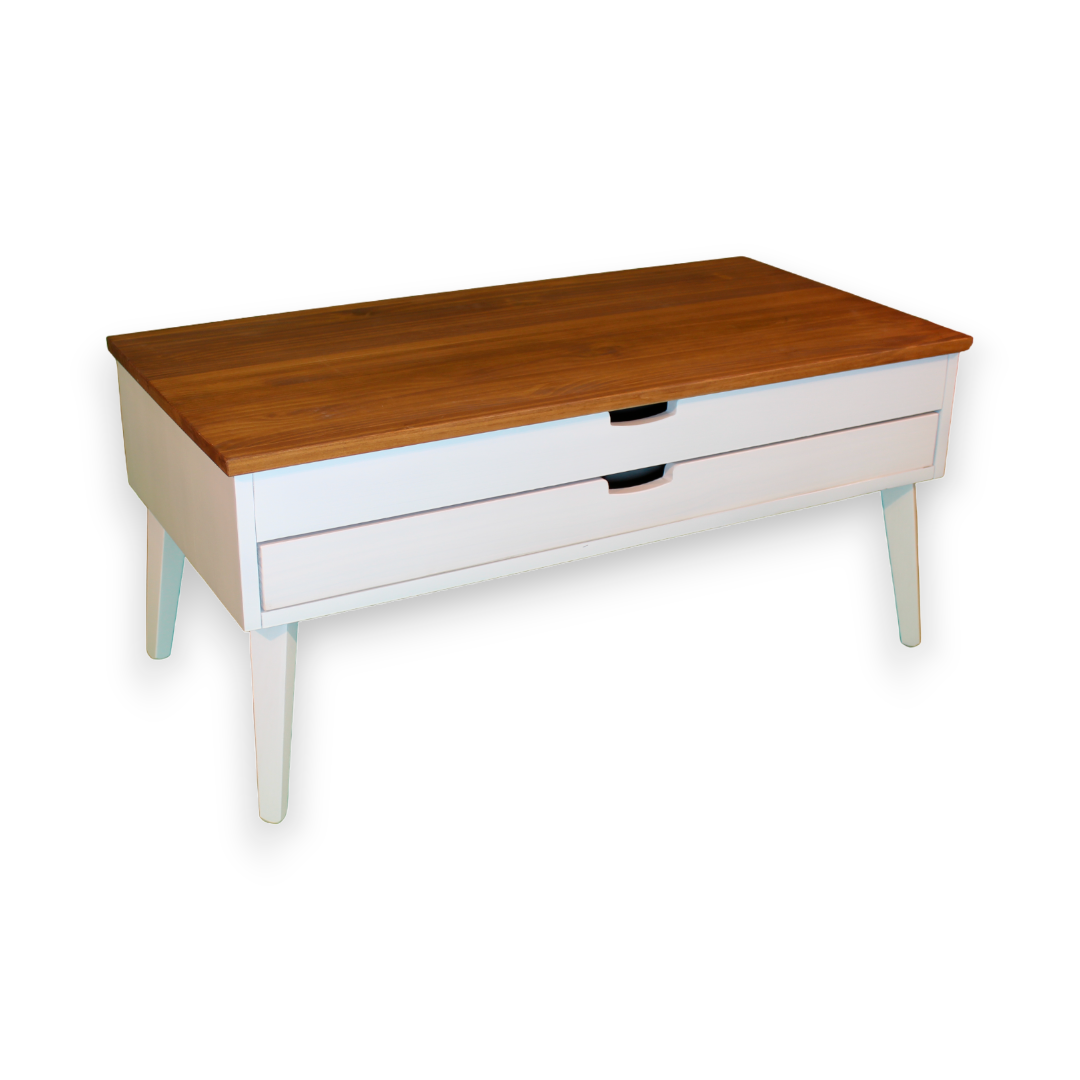 MESA CENTRO ELEVABLE 1/CAJON ELEVABLE 100 X 50 X 45 TAPA NOGAL