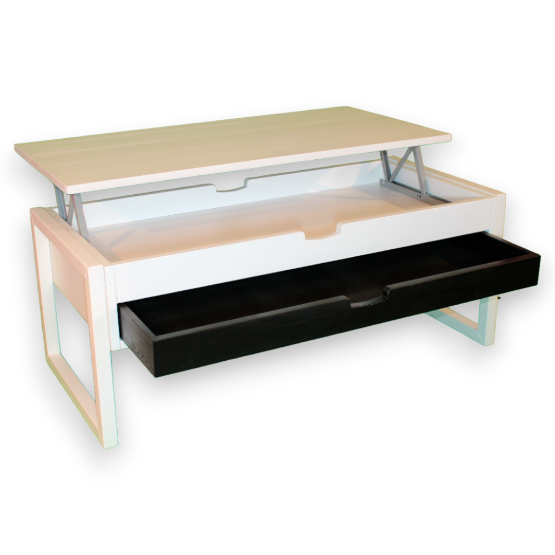 MESA CENTRO ELEVABLE 1/CAJON ALEXANDRA 106 X 50 X 42 CAJON NEGRO - Imagen 2