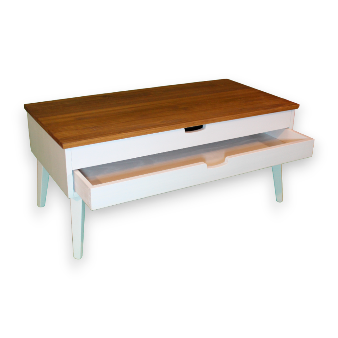 MESA CENTRO ELEVABLE 1/CAJON ELEVABLE 100 X 50 X 45 TAPA NOGAL - Imagen 4